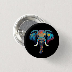 Badge Rond 2,50 Cm Eléphant mignon faible poly illustration