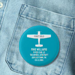 Badge Rond 2,50 Cm Élève Pilote Premier Solo Avion Aviation Personnal