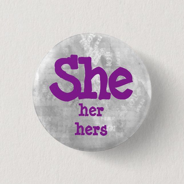 Badge Rond 2,50 Cm Elle, Elle, Ses Pronononounes (Devant)