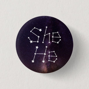 Badge Rond 2,50 Cm Elle/Il Galaxy Starry Night Sky Constellation
