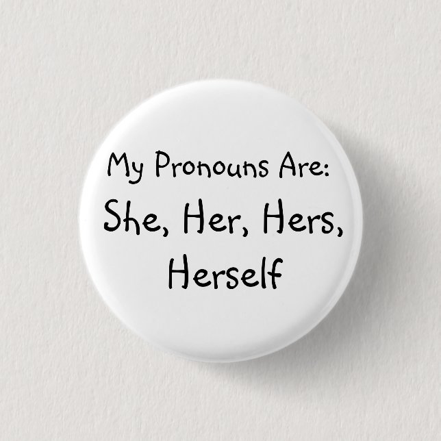 Badge Rond 2,50 Cm "Elle" insigne de pronom (Devant)