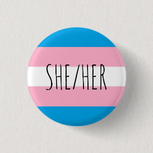 Badge Rond 2,50 Cm elle/son drapeau de fierté de transport de pronoms