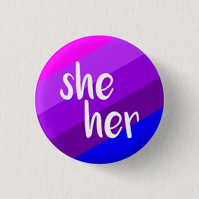 Badge Rond 2,50 Cm Elle/son insigne de pronom (Devant)