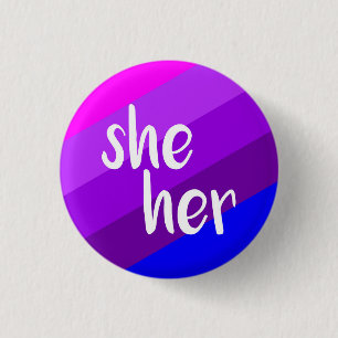 Badge Rond 2,50 Cm Elle/son insigne de pronom