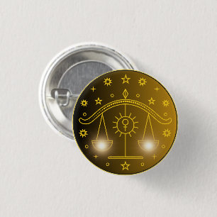 Badge Rond 2,50 Cm Emblème du Zodiaque de la Balance   Symbole Célest