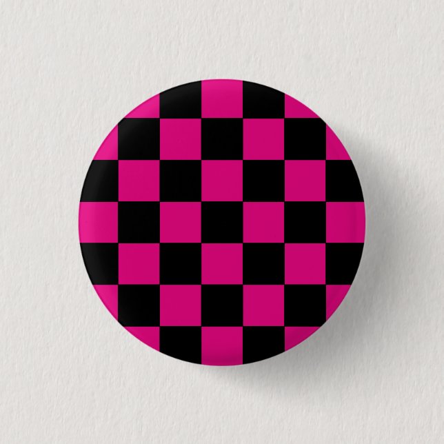 Badge Rond 2,50 Cm Emo Pink & Black Checkerboard (Devant)