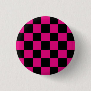 Badge Rond 2,50 Cm Emo Pink & Black Checkerboard