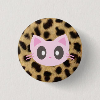 Badge Rond 2,50 Cm empreinte de léopard kawaii kitty