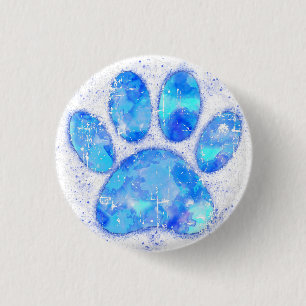 Badge Rond 2,50 Cm Empreinte de patte de chien à l'aquarelle vintage