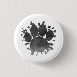 Badge Rond 2,50 Cm Empreinte de patte de chien Aquarelle Patte de chi