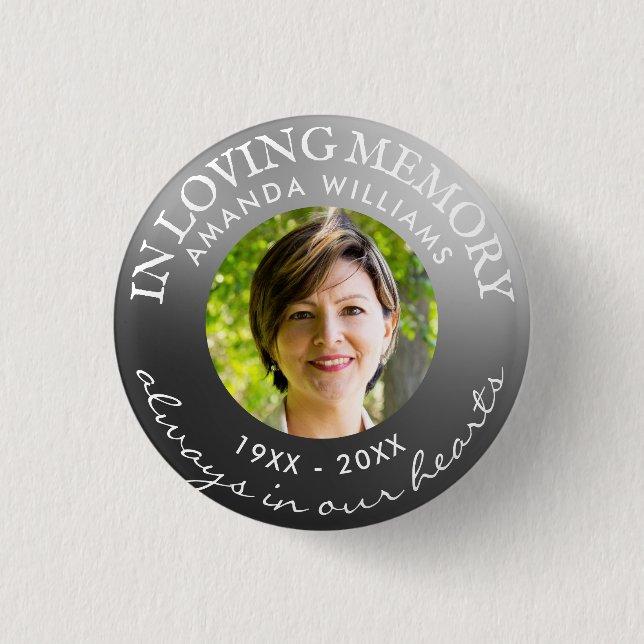 Badge Rond 2,50 Cm En Mémoire Amoureuse Argent moderne (Devant)
