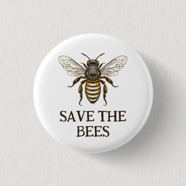 Badge Rond 2,50 Cm Enregistrer le bouton abeilles avec l'abeille (Devant)