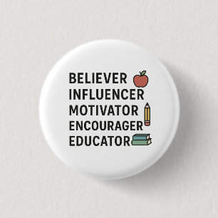 Badge Rond 2,50 Cm ENSEIGNANT Croyant Influenceur Motivant Encourageu