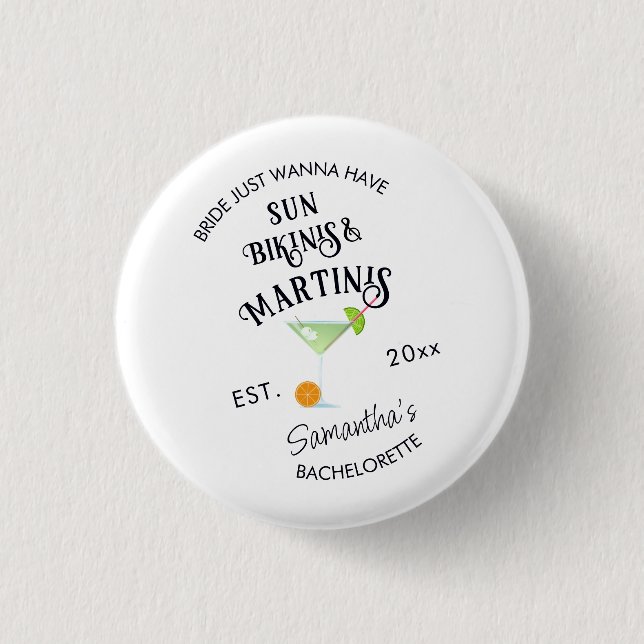 Badge Rond 2,50 Cm Enterrement de vie de jeune fille Bikinis & Martin (Devant)
