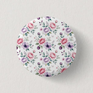 Badge Rond 2,50 Cm Épingle classique de botanique de fleur sauvage