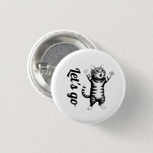 Badge Rond 2,50 Cm Épinglette Blanche Chat Tigré Rayé Fantaisiste All