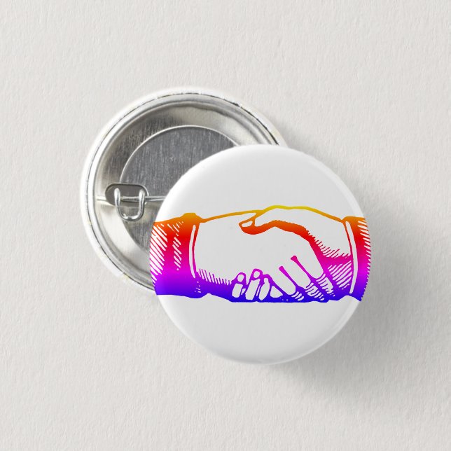 Badge Rond 2,50 Cm Épinglette de félicitations de poignée de main rét (Devant & derrière)