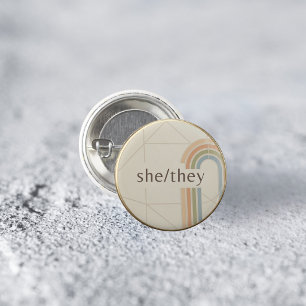 Badge Rond 2,50 Cm Épinglette de fierté LGBTQ de pronom She/They mini