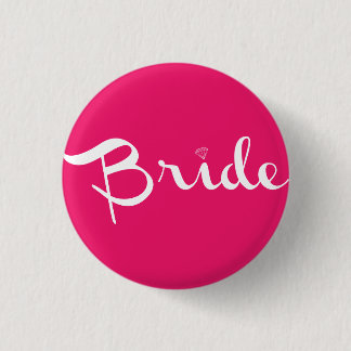Badge Rond 2,50 Cm Épouse blanche sur rose chaud