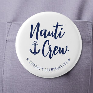 Badge Rond 2,50 Cm Équipage Nauti Ancre Fête de Fille Naútic