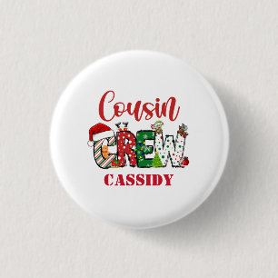 Badge Rond 2,50 Cm Équipe de cousins personnalisée Noël Doodle