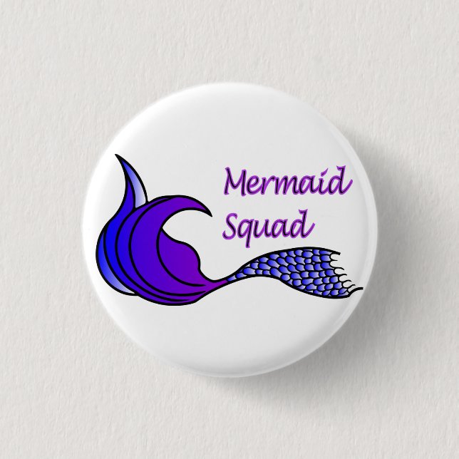 Badge Rond 2,50 Cm Équipe de sirène avec queue de sirène violette sur (Devant)