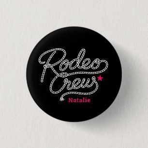 Badge Rond 2,50 Cm Équipe Pink Black Dernier Rodéo Western Bach Party