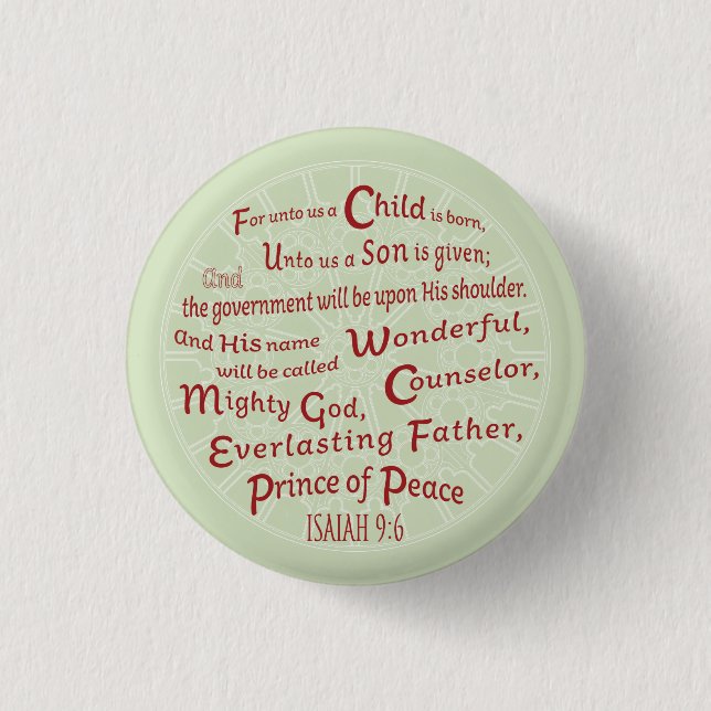 Badge Rond 2,50 Cm Ésaïe 9:6 Bible de Noël Verse (Devant)