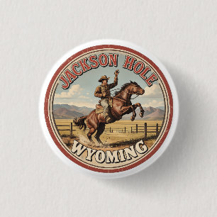 Badge Rond 2,50 Cm Étalon de Jackson Hole Bucking Bronco wyoming