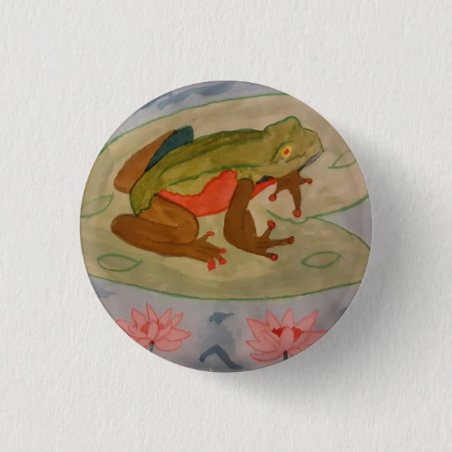 Badge Rond 2,50 Cm Été Étang de grenouilles (Devant)