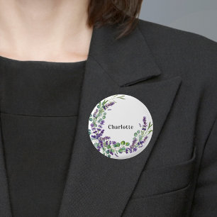 Badge Rond 2,50 Cm Étiquette de nom de lavande eucalyptus verdure