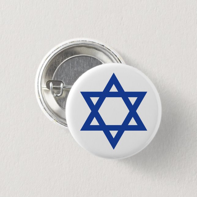 Badge Rond 2,50 Cm Étoile de David Bleu Blanc (Devant & derrière)