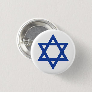 Badge Rond 2,50 Cm Étoile de David Bleu Blanc