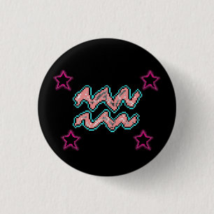 Badge Rond 2,50 Cm Étoiles AQUARIUS