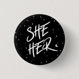 Badge Rond 2,50 Cm Étoiles Elle/Ses Pronounes