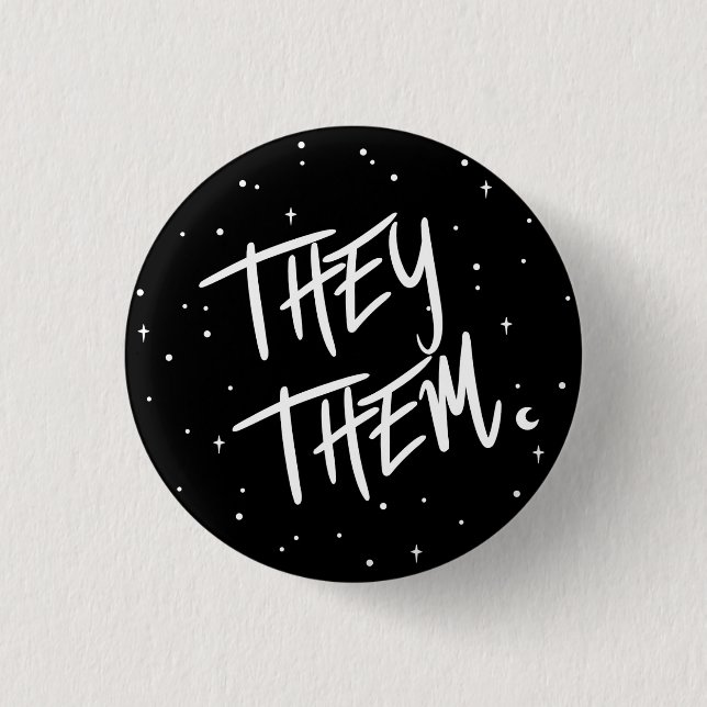 Badge Rond 2,50 Cm Étoiles Ils /Eux Prononounes (Devant)