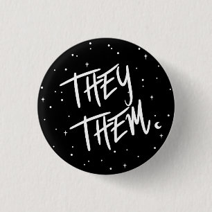 Badge Rond 2,50 Cm Étoiles Ils /Eux Prononounes