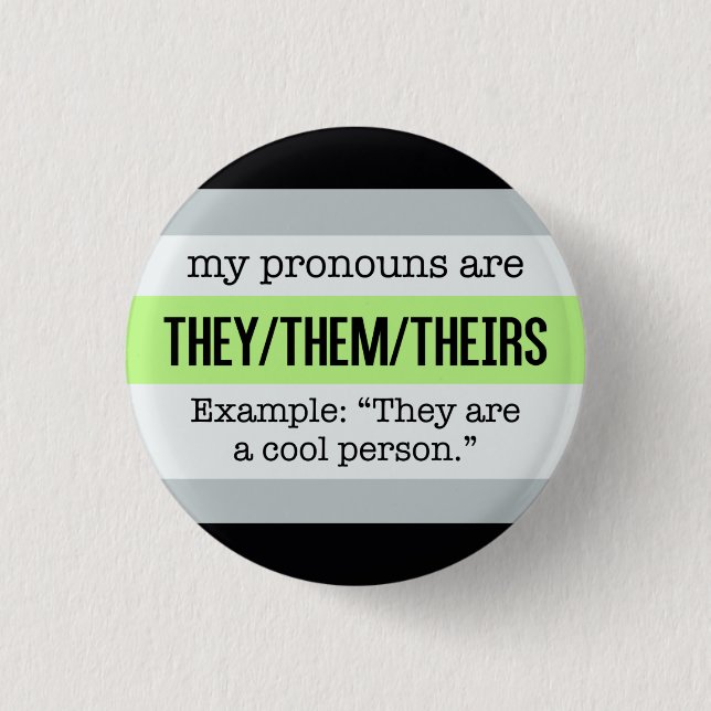 Badge Rond 2,50 Cm Eux/eux pronoms - drapeau d'Agender (Devant)