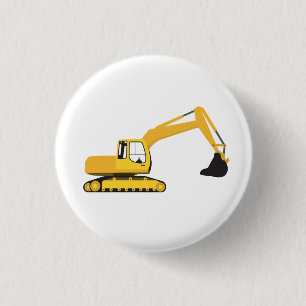 Badge Rond 2,50 Cm Excavateur Construction Camion Enfants