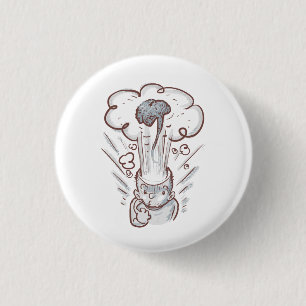 Badge Rond 2,50 Cm exploser cerveau drôle dessin animé