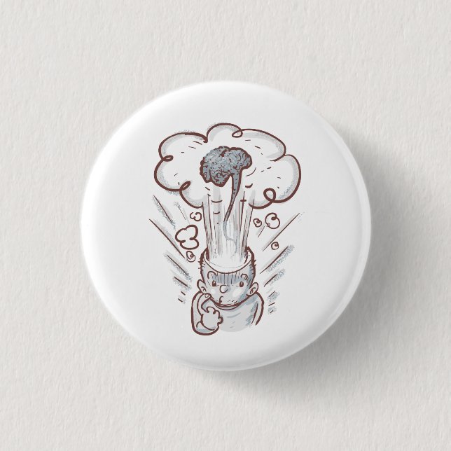 Badge Rond 2,50 Cm exploser cerveau drôle dessin animé (Devant)