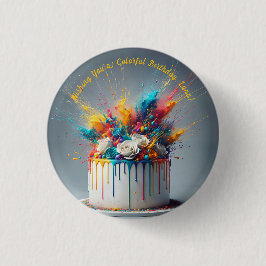Badge Rond 2,50 Cm Explosion de joie - Joyeux gâteau d'anniversaire