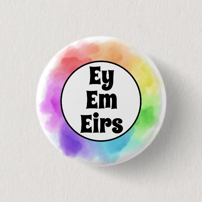 Badge Rond 2,50 Cm Ey Em Eirs Prononounes en cercle d'aquarelle (Devant)