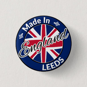Badge Rond 2,50 Cm Fabriqué à Leeds Angleterre Union Jack Drapeau