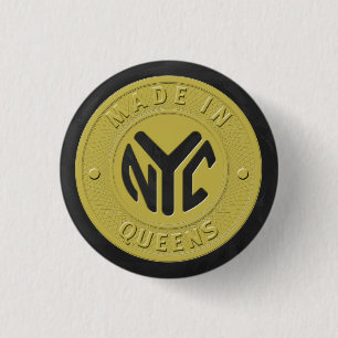 Badge Rond 2,50 Cm Fabriqué À New York Queens