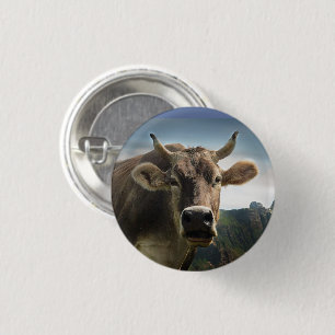 Badge Rond 2,50 Cm Face Brown de vache