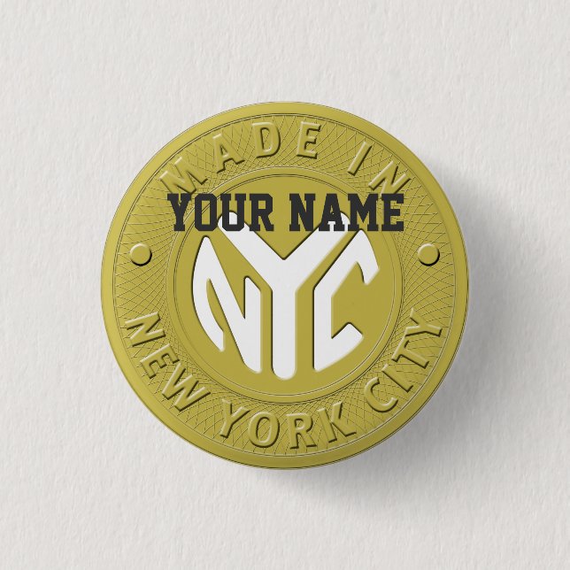 Badge Rond 2,50 Cm Fait à New York (Devant)