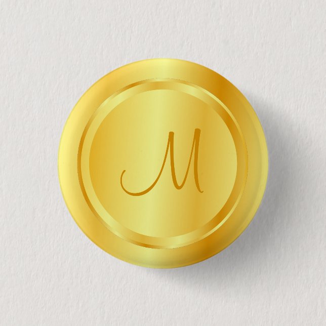 Badge Rond 2,50 Cm Faux Gold Moderne Monogramme Modèle Élégant (Devant)