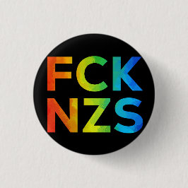 Badge Rond 2,50 Cm FCK NZS Regenbogen auf schwarz