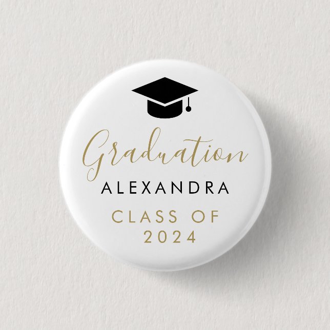 Badge Rond 2,50 Cm Félicitations Black Gold Graduation (Devant)
